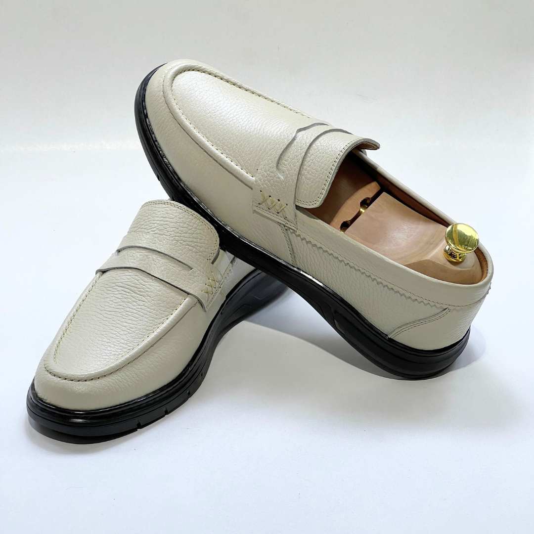 Mocassins Alonzo cuir 100% Grainé BEIGE REF AZ643