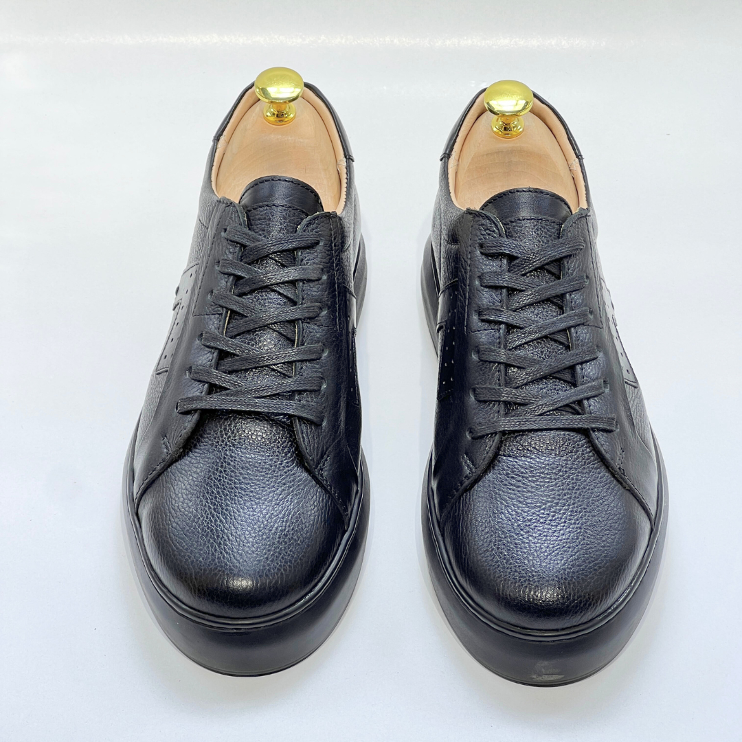 Baskets pour Homme 100% CUIR - ALONZO NOIR N REF AZ079