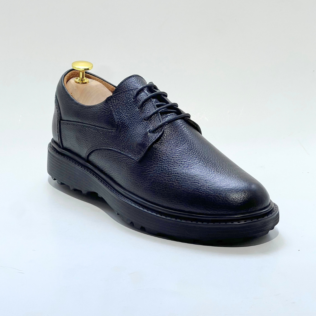 CHAUSSURE HOMME MEDICALE CONFORT CUIR 100% EN NOIR REF 010