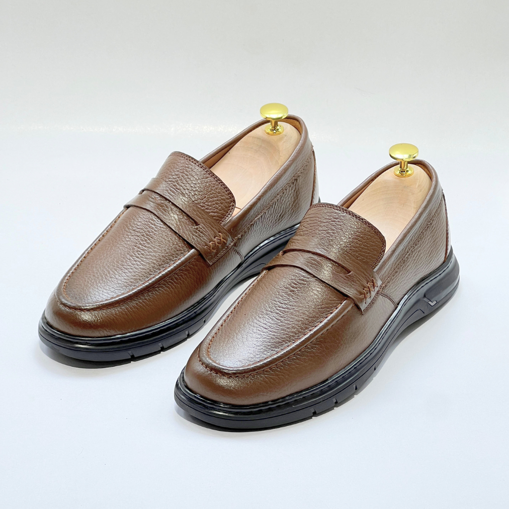 Mocassins Alonzo cuir 100% Grainé TABAC REF AZ643