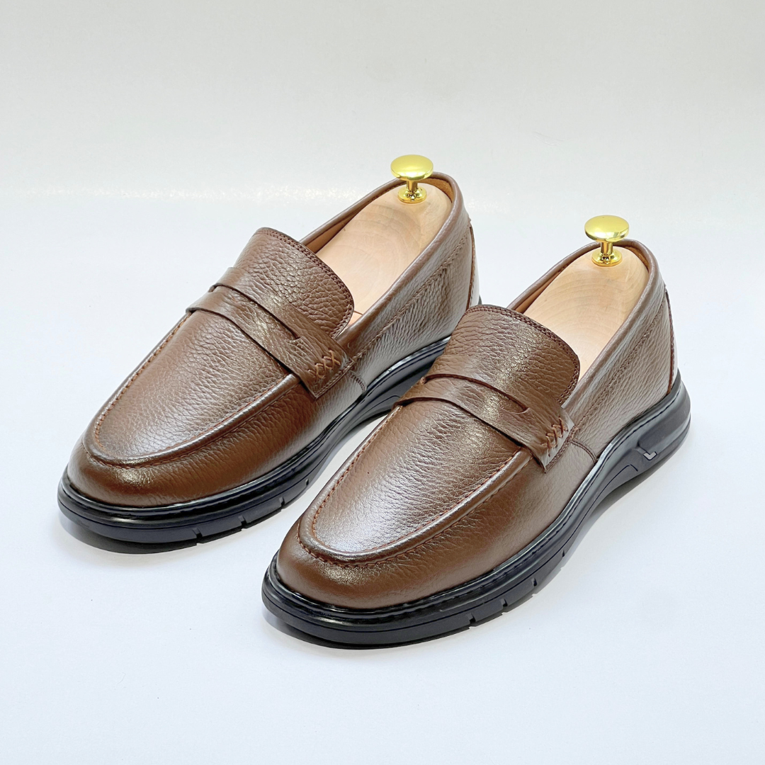 Mocassins Alonzo cuir 100% Grainé TABAC REF AZ643