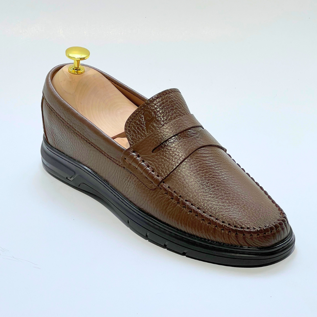 COLLEGE – Mocassins hommes 100% CUIR en MARRON REF 104