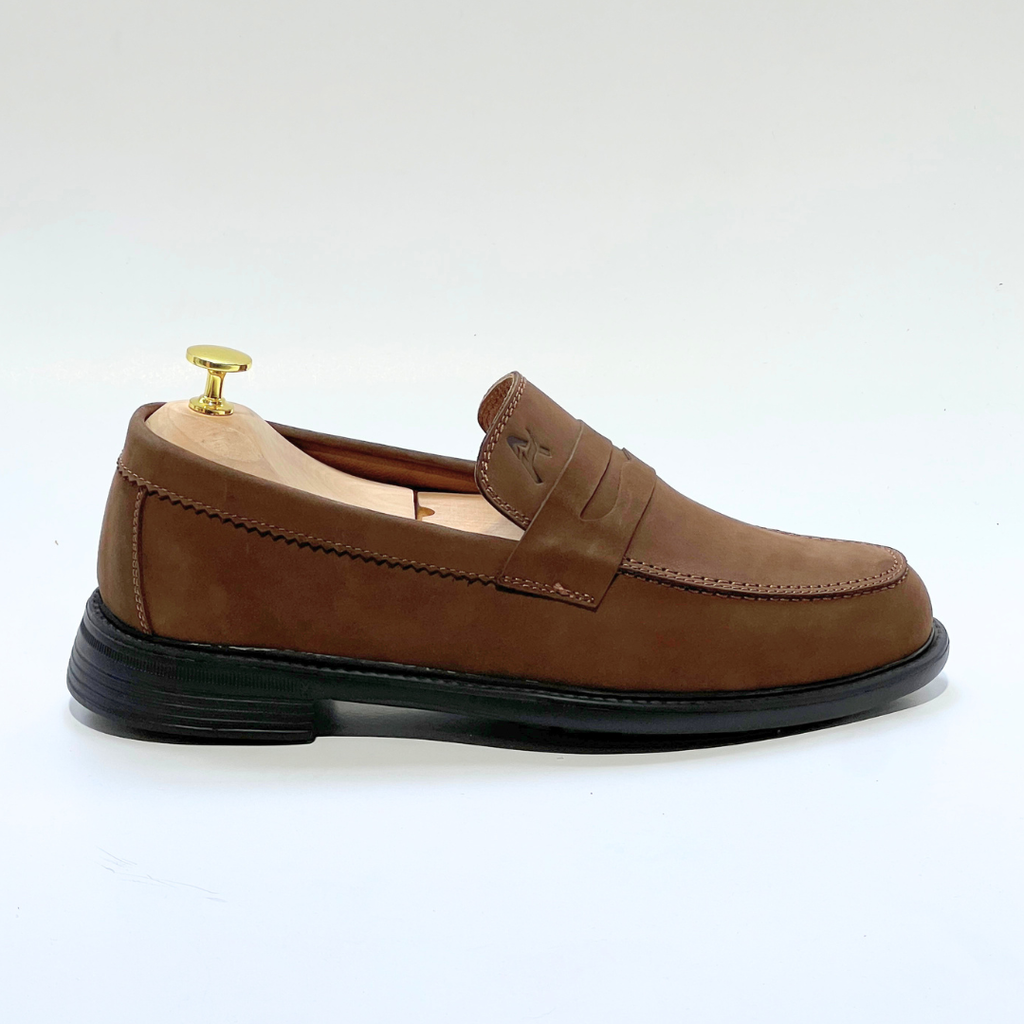 Mocassins Médicales Confortables Respirante 100% CUIR NUBUCK -MARRON- REF 332