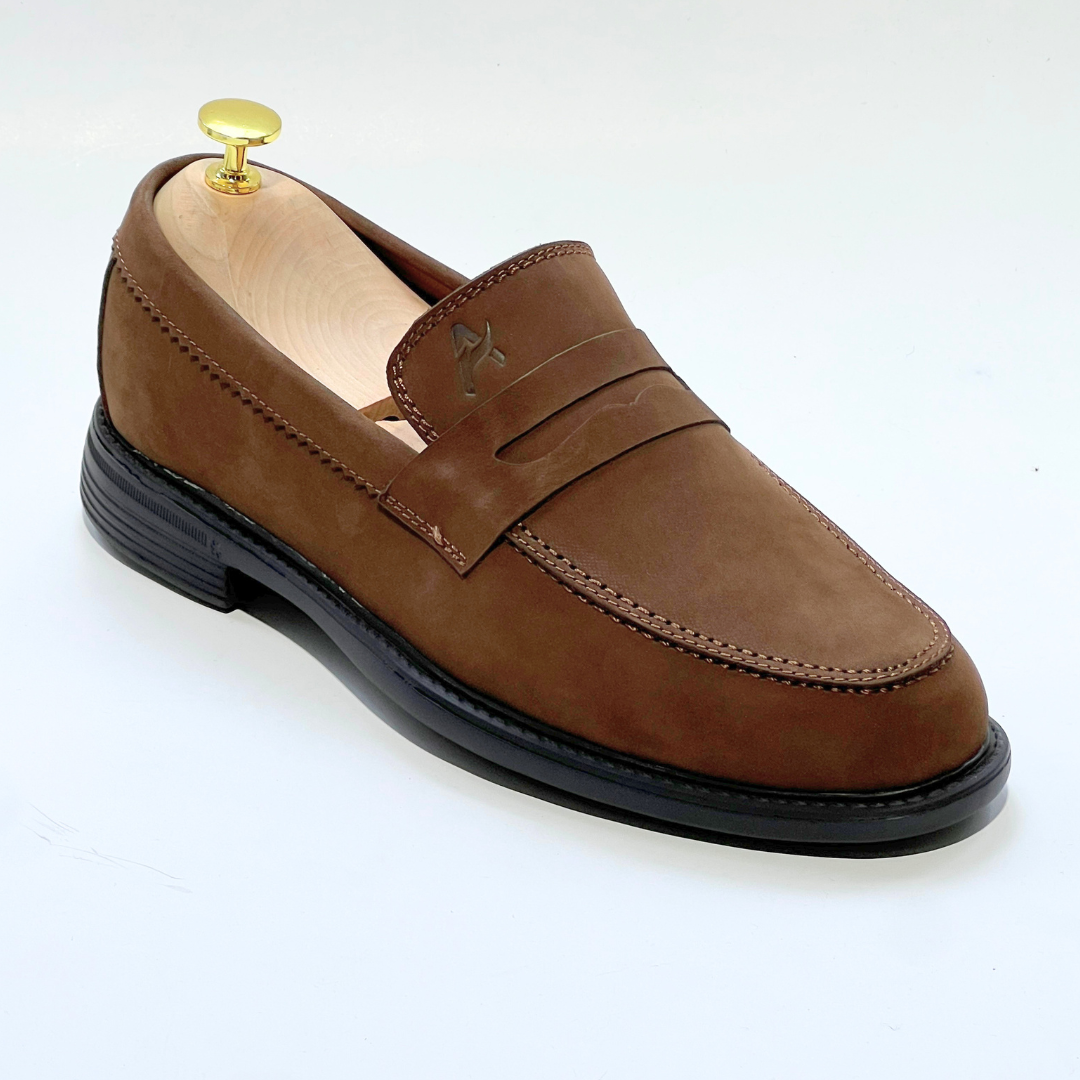 Mocassins Médicales Confortables Respirante 100% CUIR NUBUCK -MARRON- REF 332