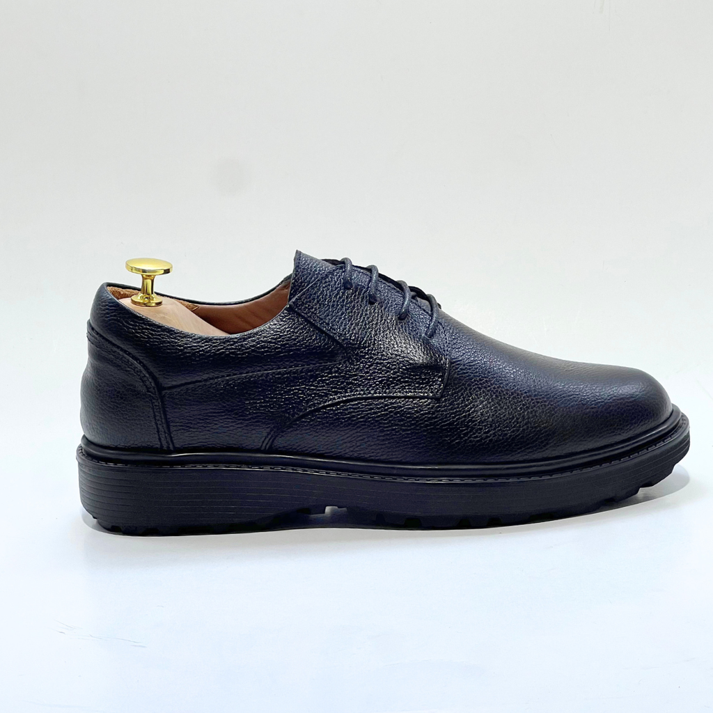CHAUSSURE HOMME MEDICALE CONFORT CUIR 100% EN NOIR REF 010