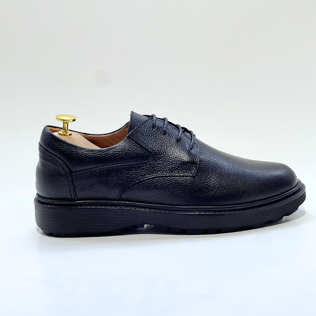 CHAUSSURE HOMME MEDICALE CONFORT CUIR 100% EN NOIR REF 010