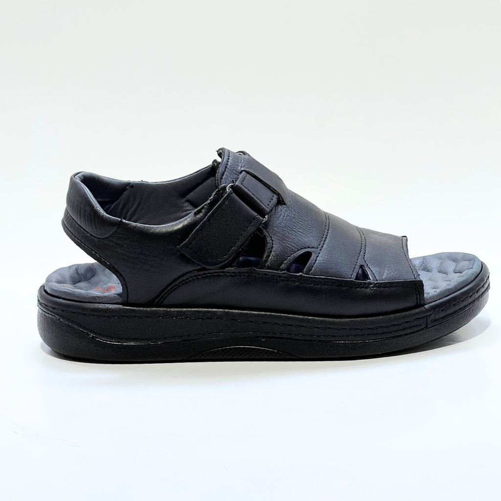 Generic Sandales Pour Hommes 100% Cuir Super Médical NOIR REF 046