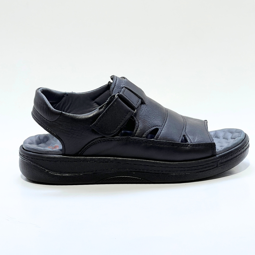 Generic Sandales Pour Hommes 100% Cuir Super Médical NOIR REF 046