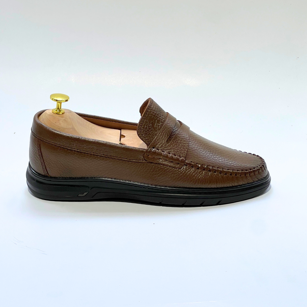 COLLEGE – Mocassins hommes 100% CUIR en MARRON REF 104