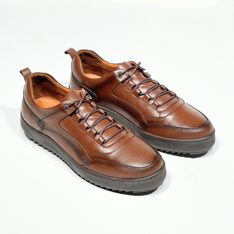Basket Hommes Médical 100% cuir MARRON réf 081