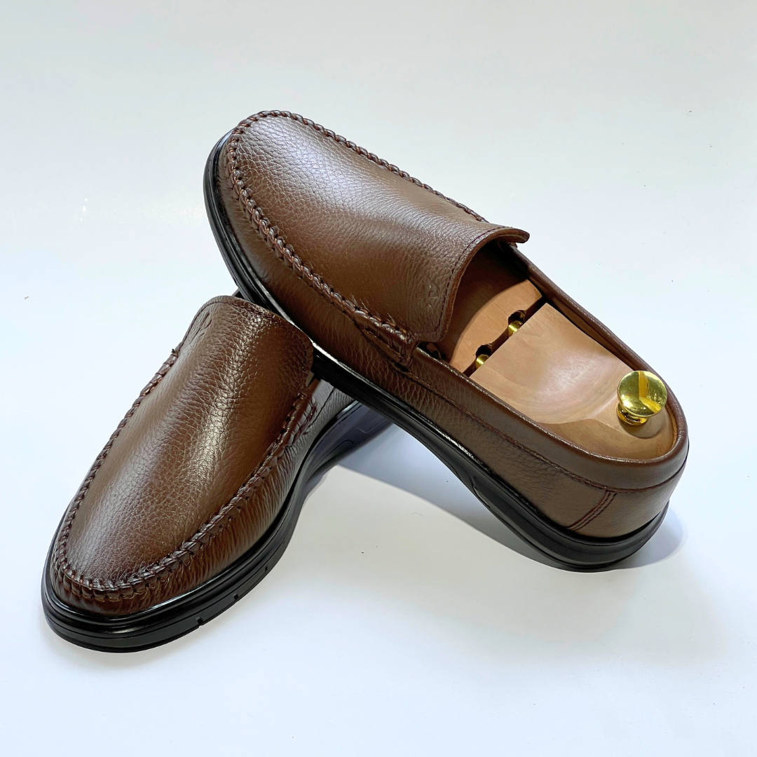 D'Urbano MOCASSIN EN CUIR Grainé 100% Médical - TABAC - REF 103
