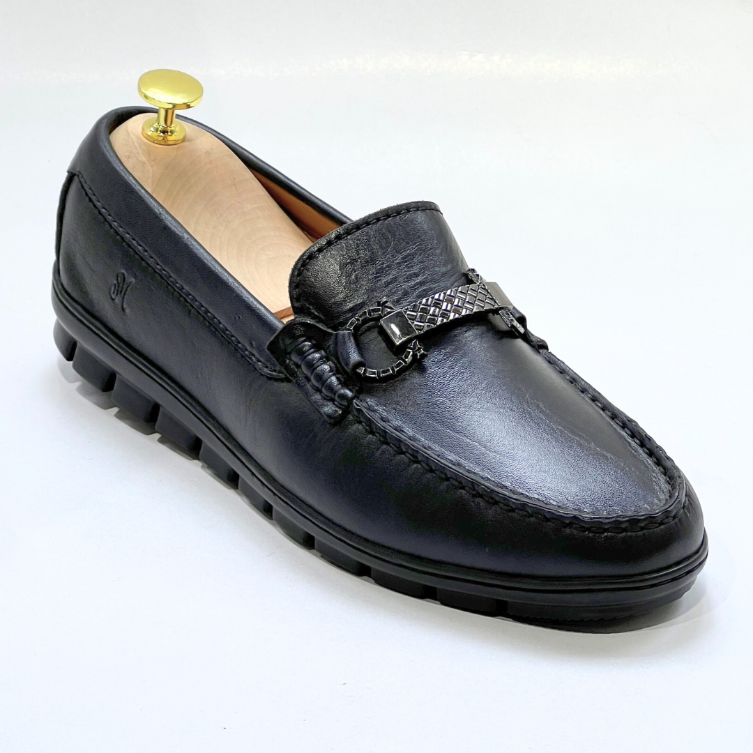 SYENNESIS - Mocassins homme 100% Cuir NOIR -REF 2002
