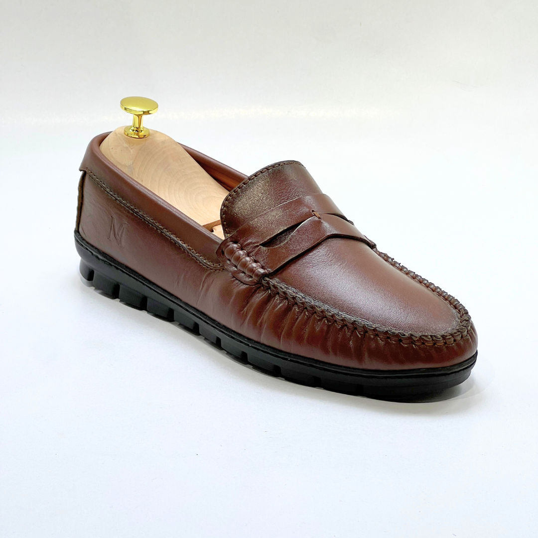 COLLEGE – Mocassins hommes 100% CUIR - MARRON - REF 2001