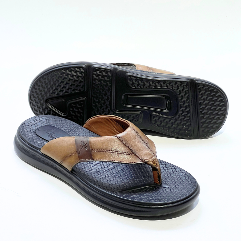 SANDAL HOMMES MEDICAL EVA 100% CUIR EN TABAC REF 2117