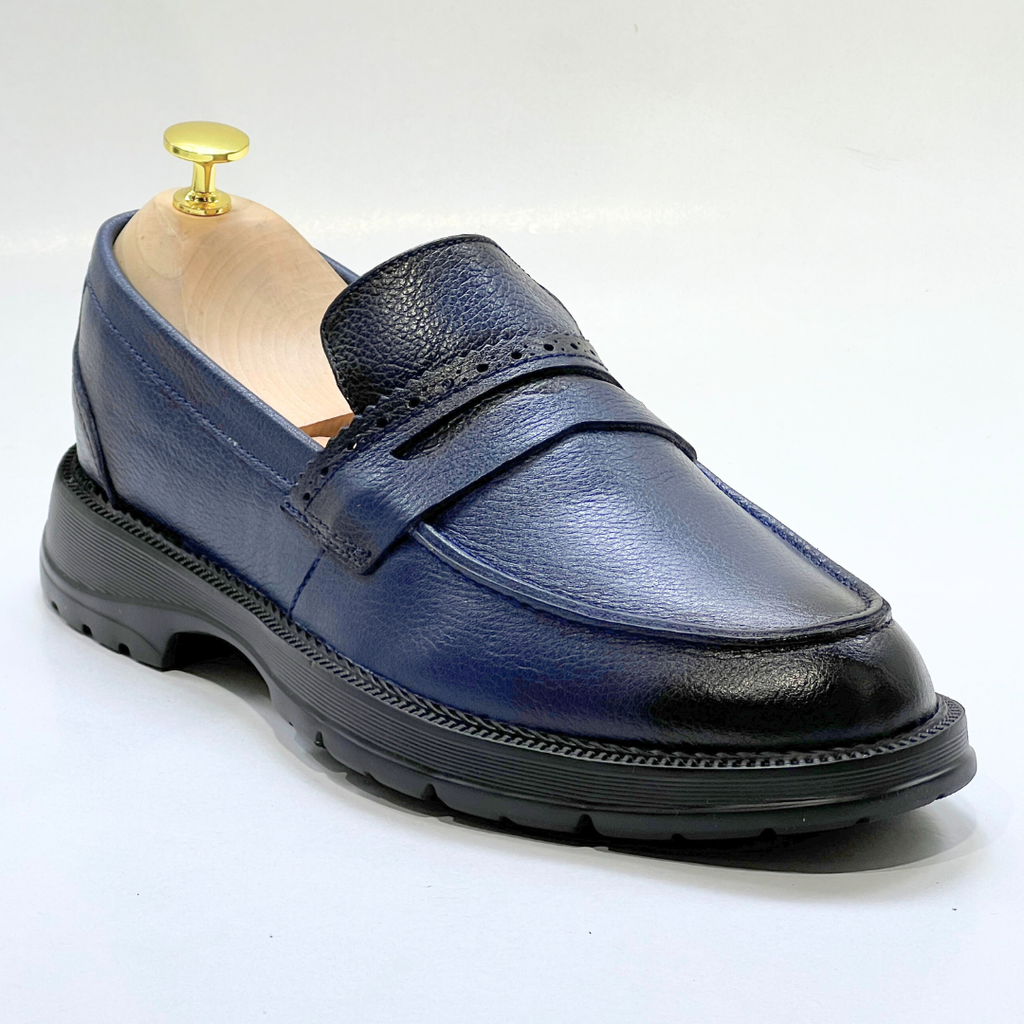 Mocassim Gravata Floater Ricardo Almeida Médical En Cuir 100% BLEU REF 1034