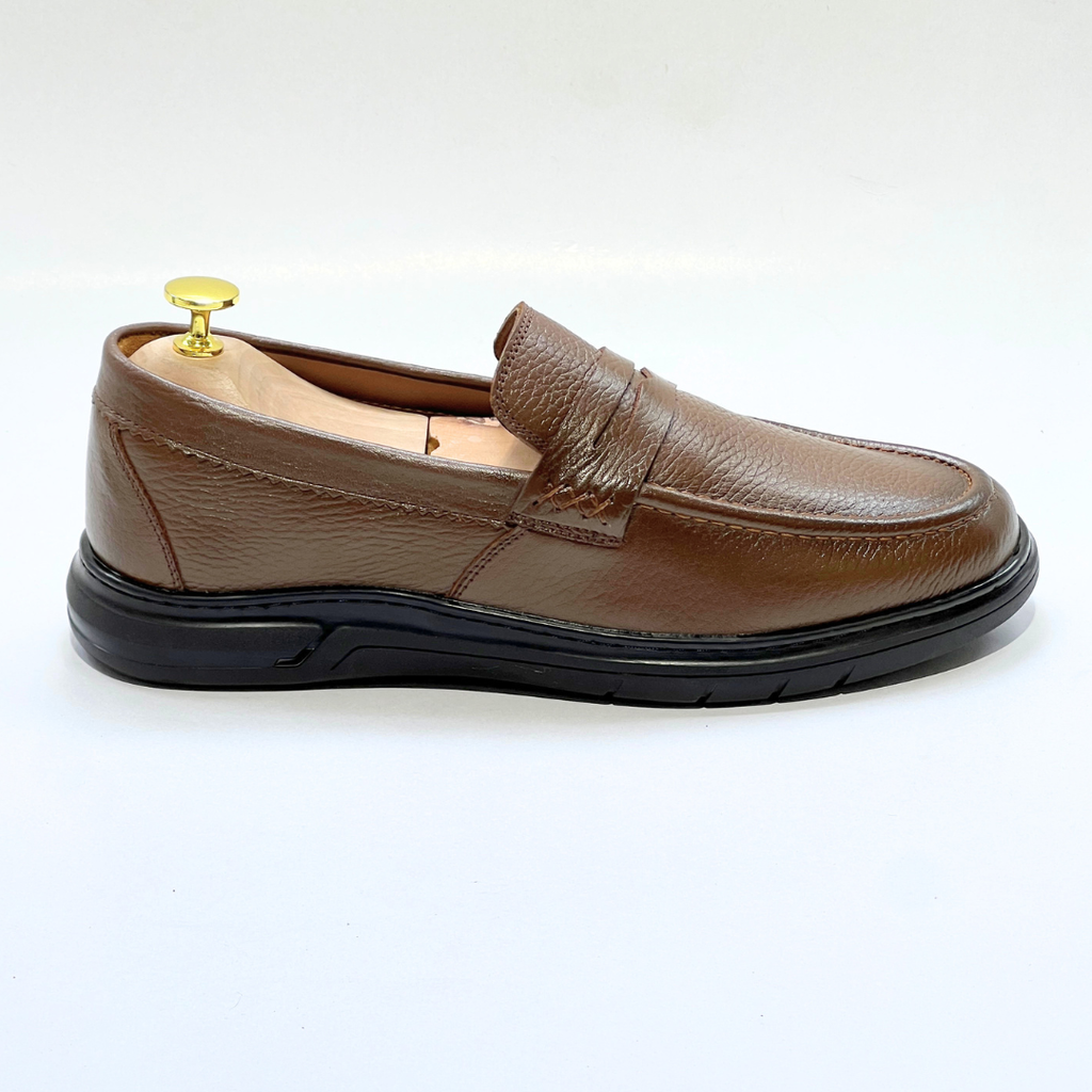 Mocassins Alonzo cuir 100% Grainé TABAC REF AZ643