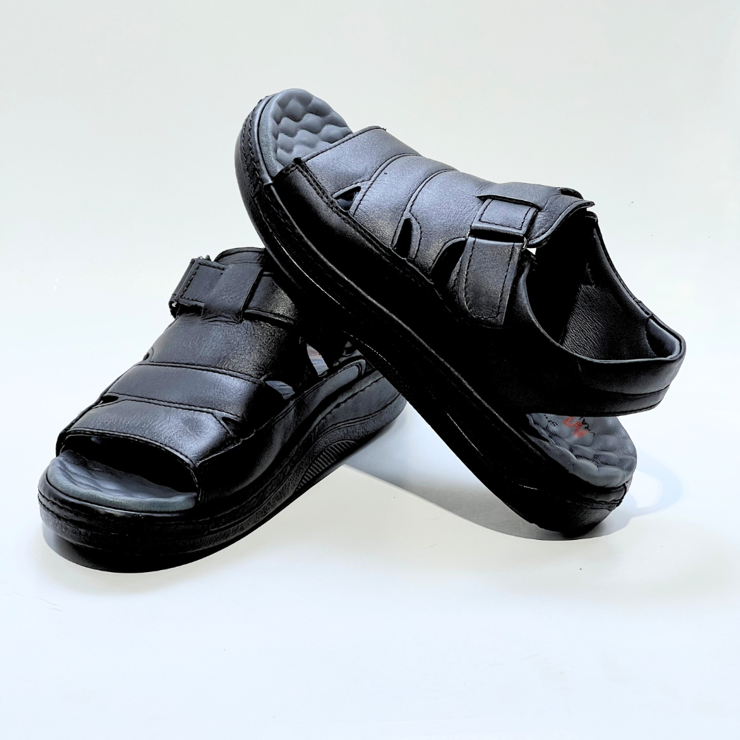 Generic Sandales Pour Hommes 100% Cuir Super Médical NOIR REF 046