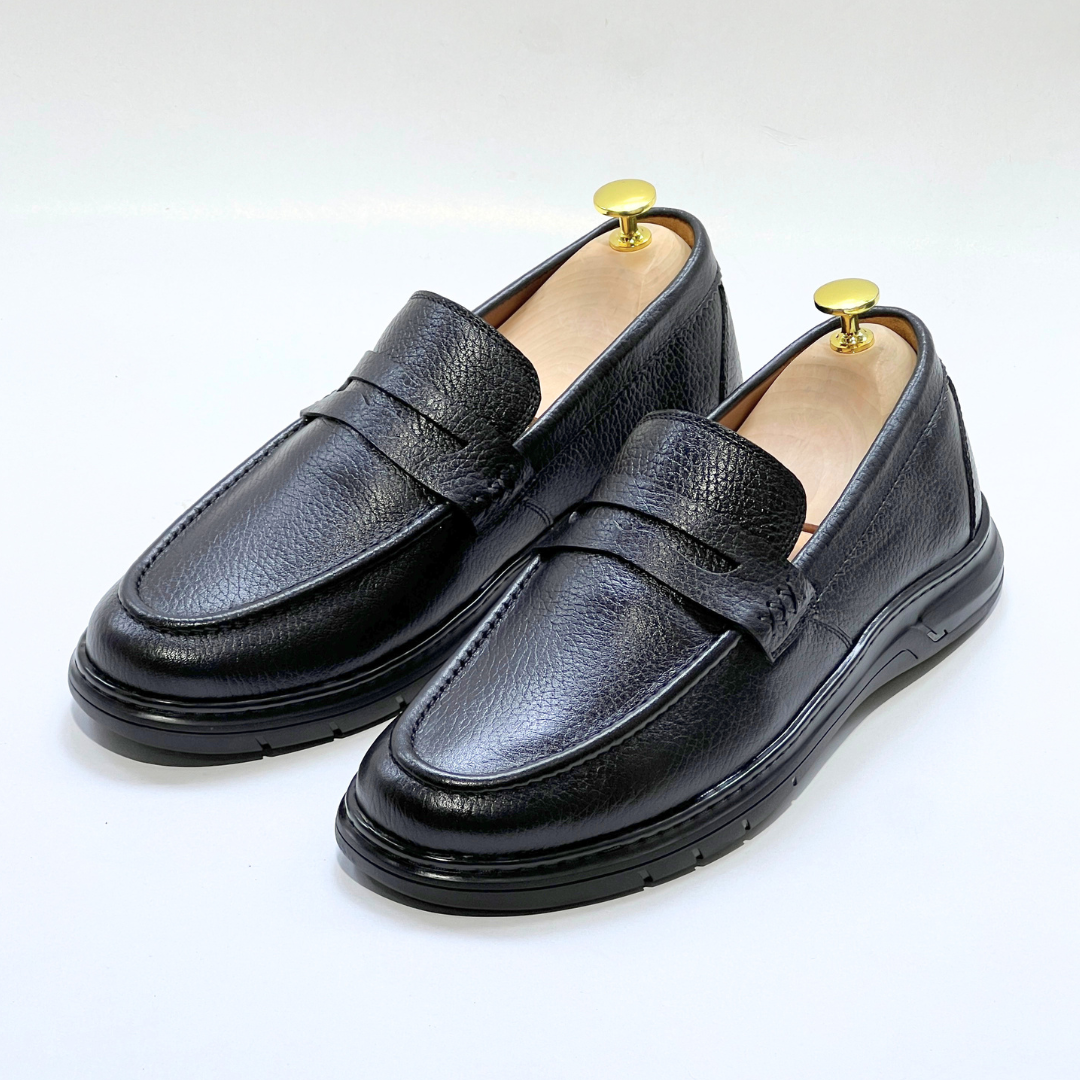 Mocassins Alonzo cuir 100% Grainé NOIR REF AZ643