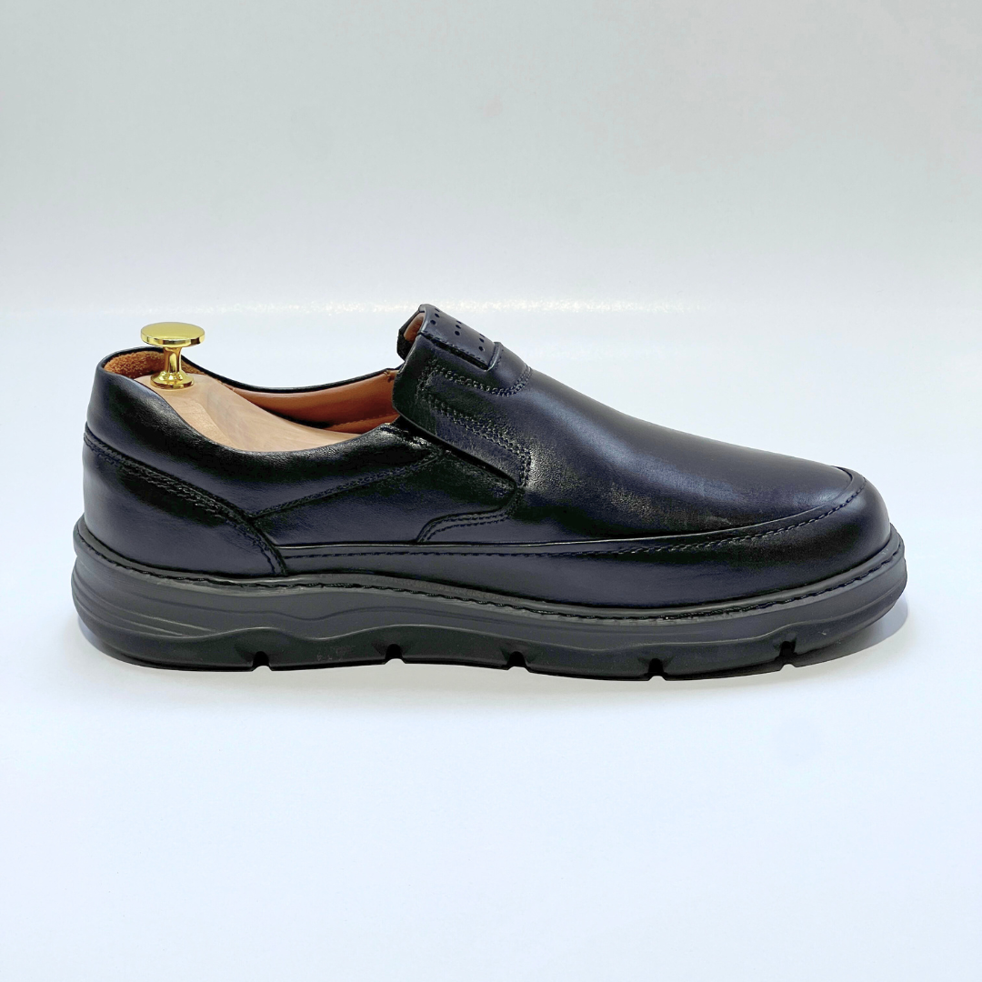 Chaussures Confortables pour Homme 100% Cuir Médical Noir REF AZ1032