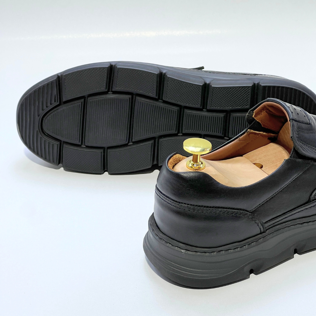 Chaussures Confortables pour Homme 100% Cuir Médical Noir REF AZ1032