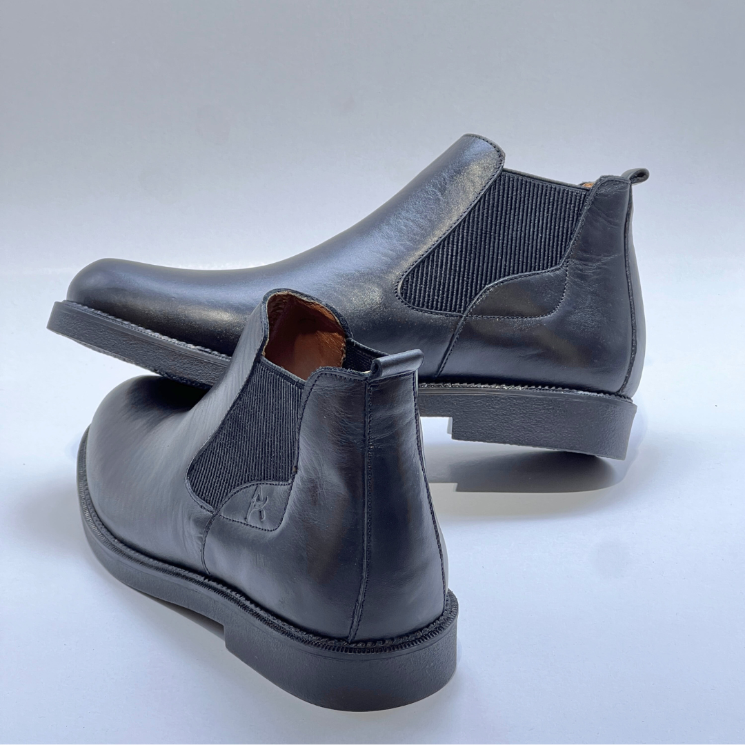 CHELSEA - Bottines en Cuir 100% NOIR REF AZ038