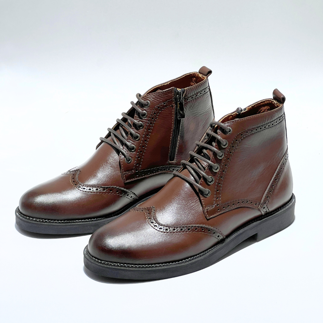 Boots ALONZO HOMME 100%En Cuir MARRON REF AZ798