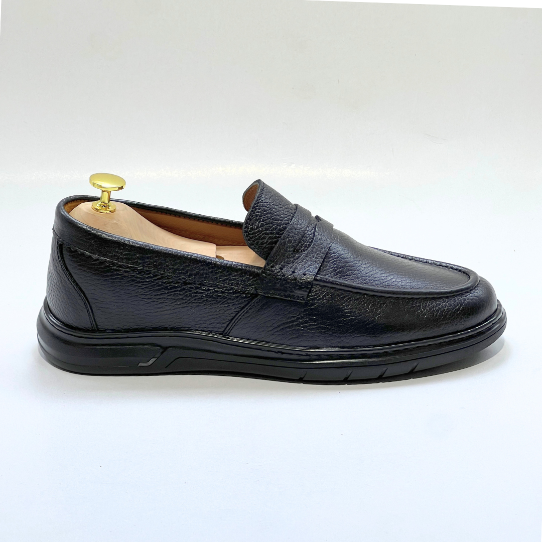 Mocassins Alonzo cuir 100% Grainé NOIR REF AZ643