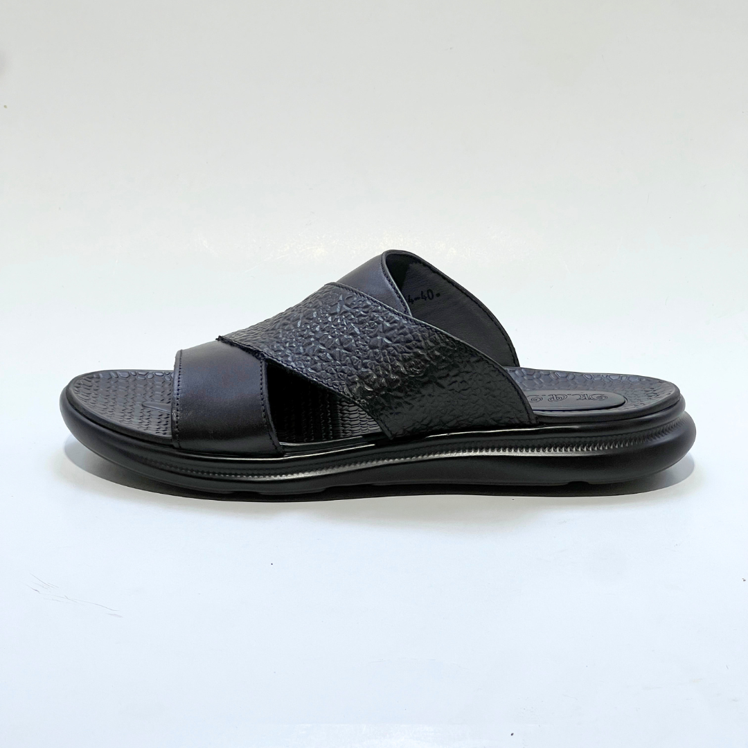 Sandales Hommes 100% Cuir Super Médical EN NOIR REF 214
