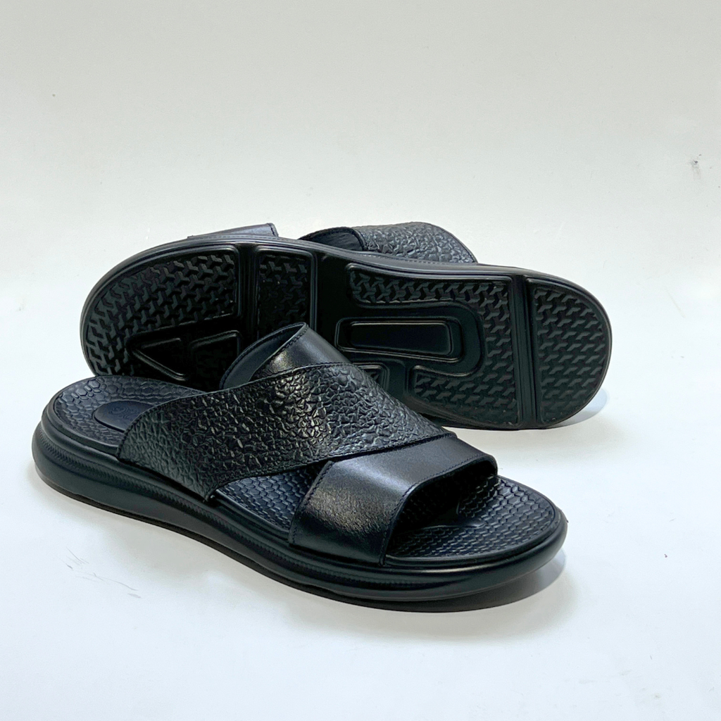 Sandales Hommes 100% Cuir Super Médical EN NOIR REF 214