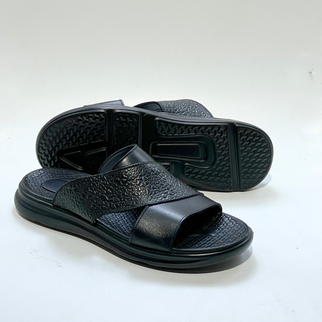 Sandales Hommes 100% Cuir Super Médical EN NOIR REF 214