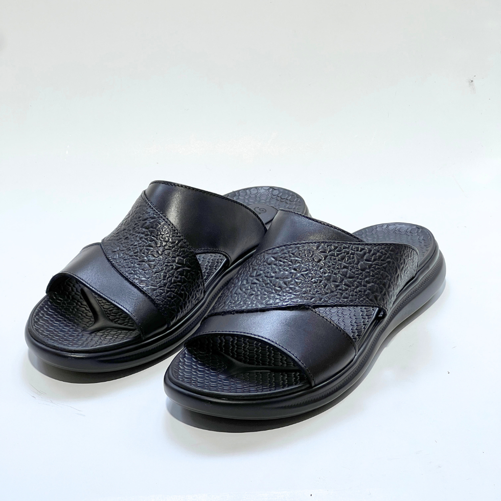Sandales Hommes 100% Cuir Super Médical EN NOIR REF 214