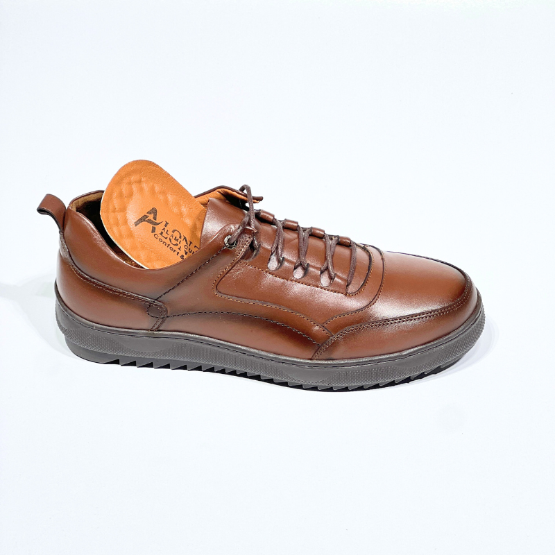 Basket Hommes Médical 100% cuir MARRON réf 081