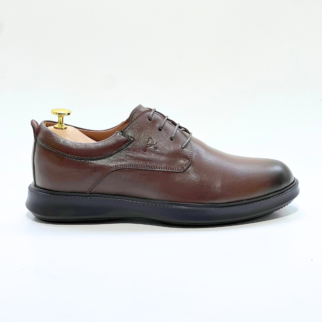 CHAUSSURES DE LUXE POUR HOMME MEDICAL 100% CUIR EN MARRON REF N014