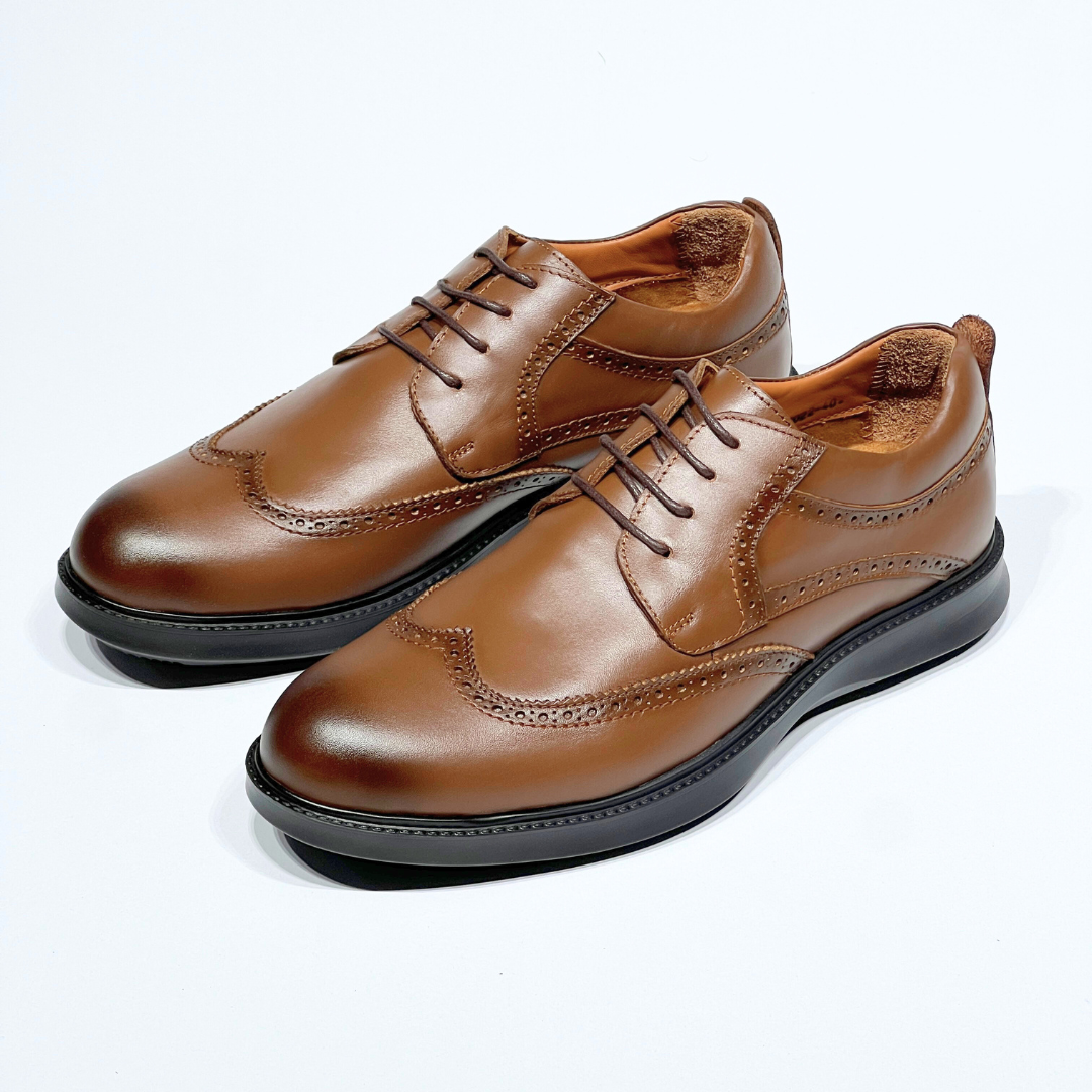 Chaussures Médicale Pour Homme 100% Cuir TABAC REF AZ022