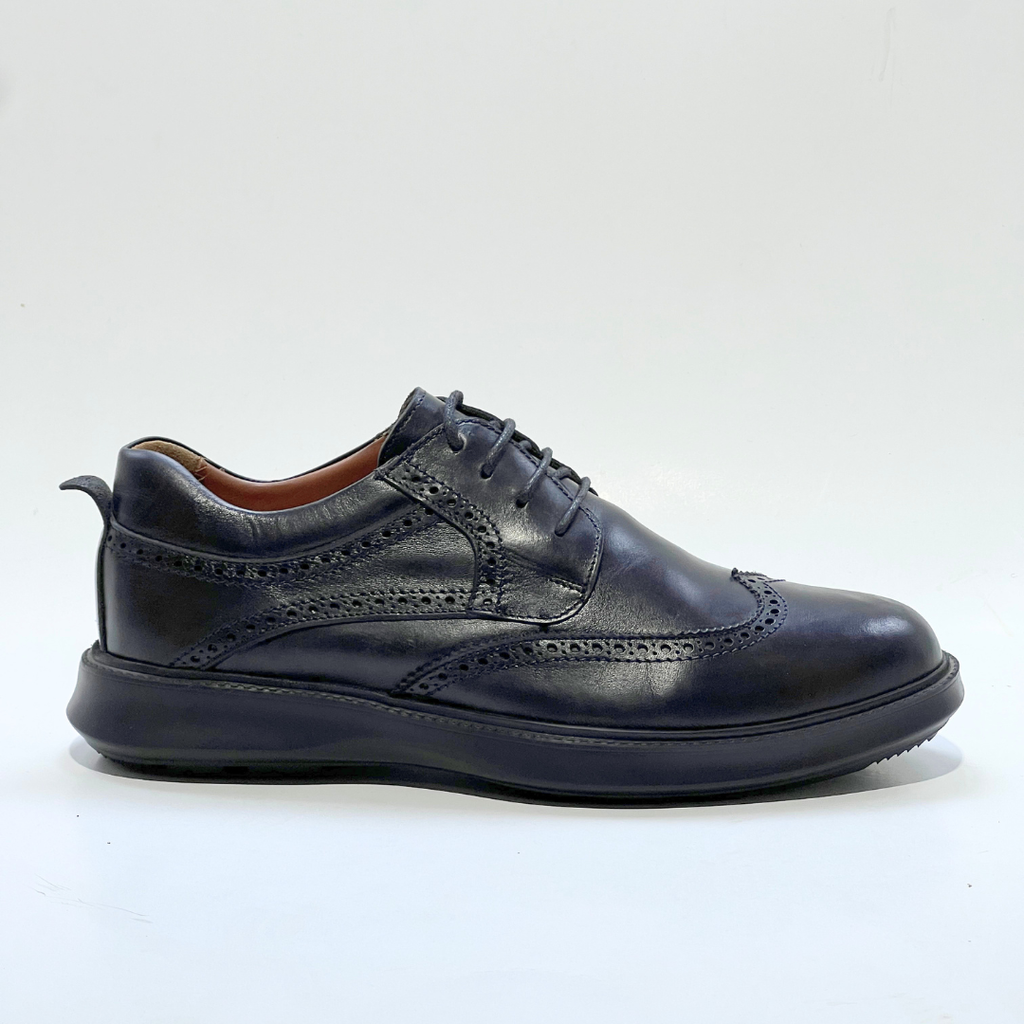 Chaussure BROGUE En Cuir 100% Médical NOIR REF 022