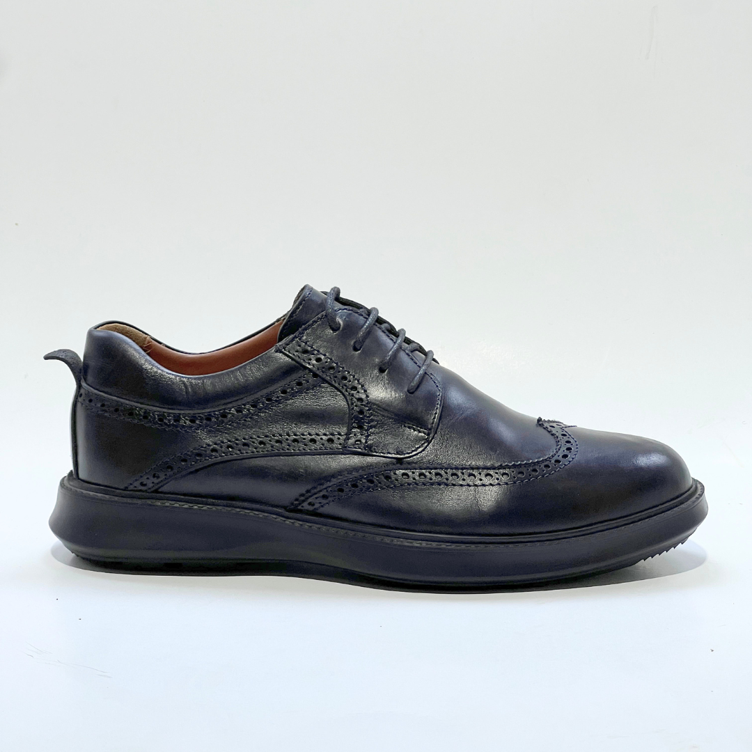 Chaussure BROGUE En Cuir 100% Médical NOIR REF 022