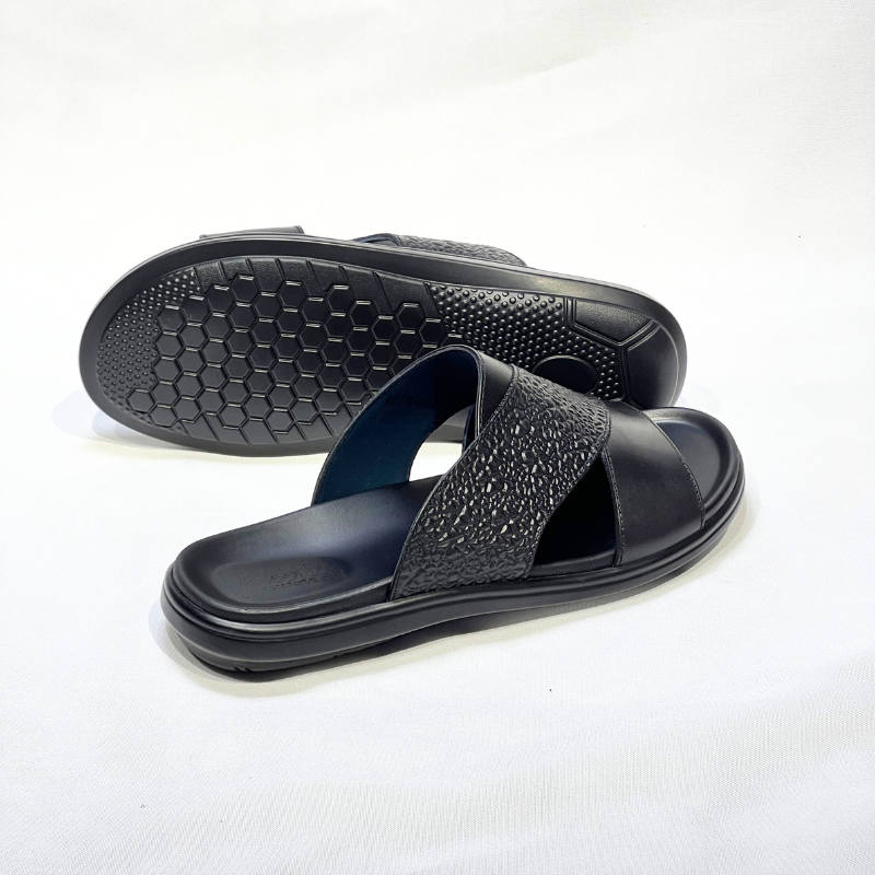 Sandales Hommes 100% Cuir Super Médical EN NOIR REF 214
