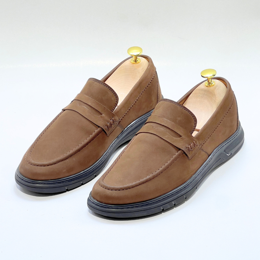 Mocassins Alonzo cuir 100% nubuck TABAC REF AZ643