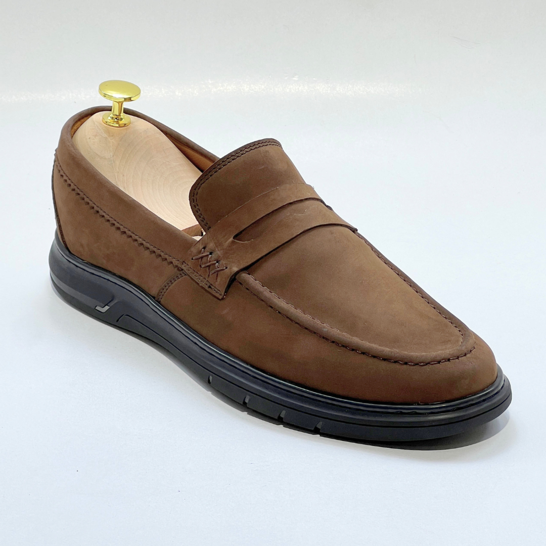 Mocassins Alonzo cuir 100% nubuck TABAC REF AZ643
