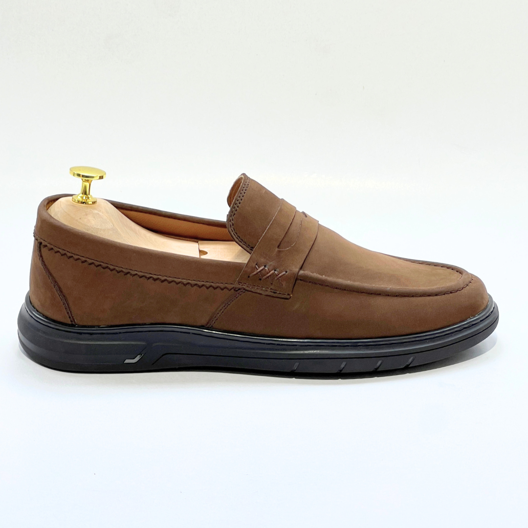 Mocassins Alonzo cuir 100% nubuck TABAC REF AZ643