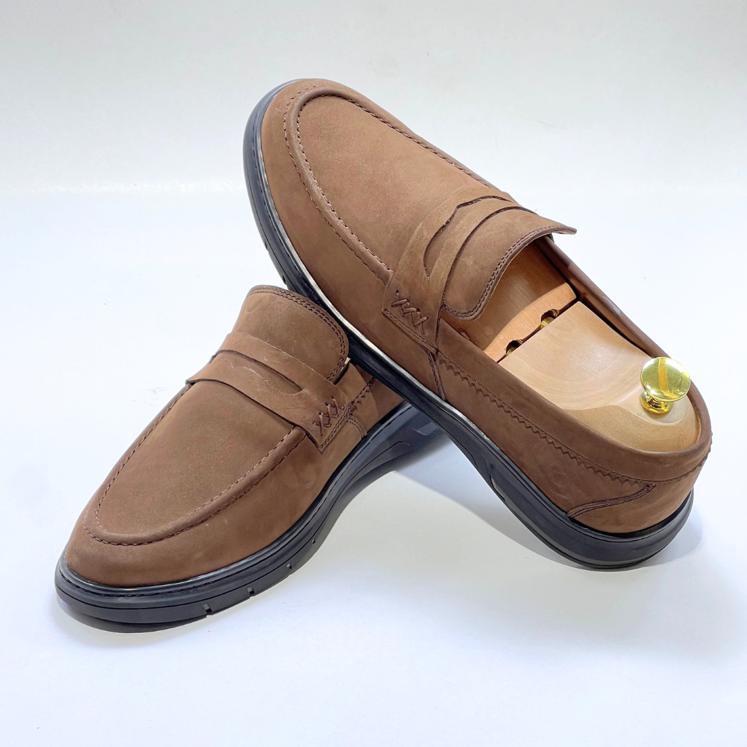 Mocassins Alonzo cuir 100% nubuck TABAC REF AZ643