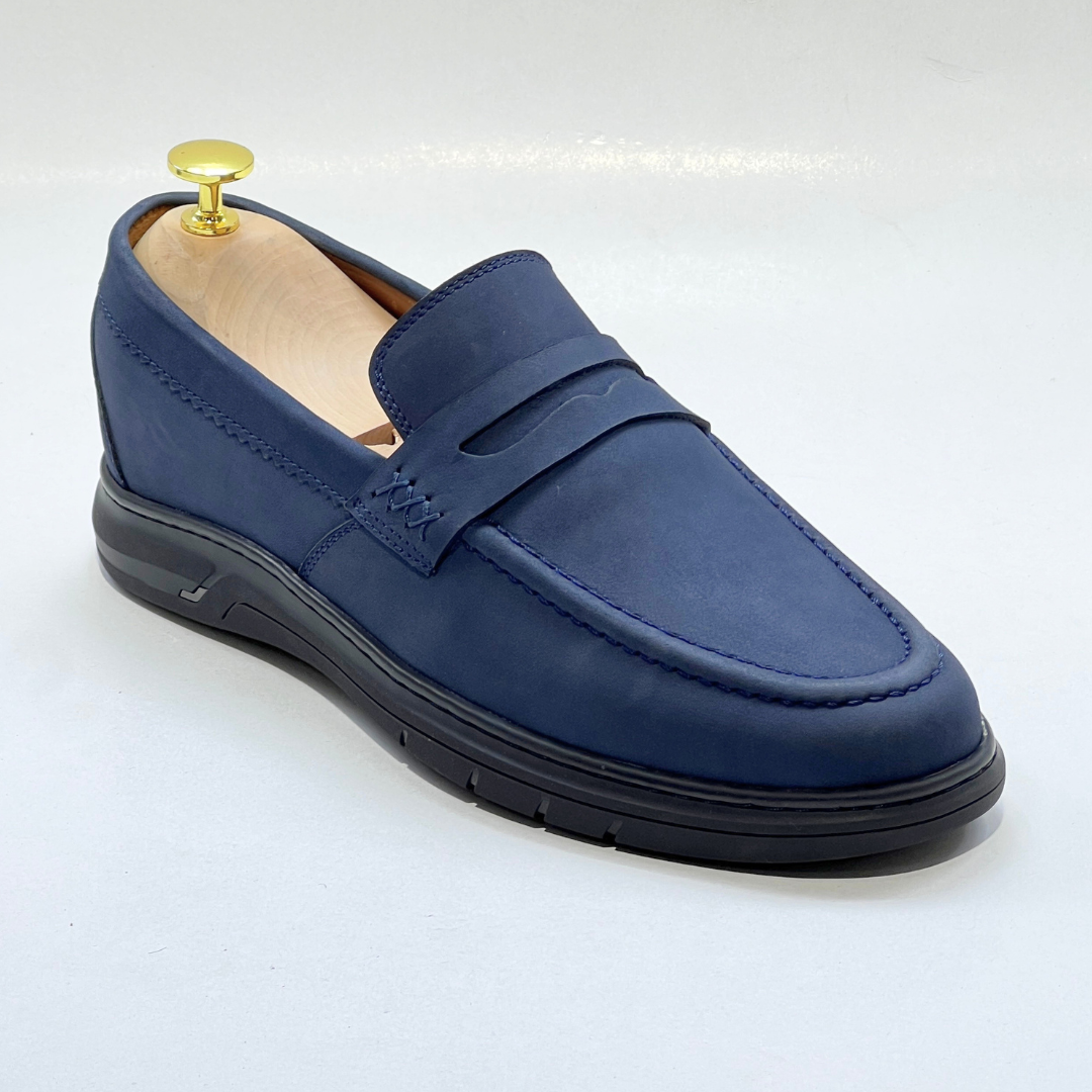 Mocassins Alonzo cuir 100% nubuck BLEU REF AZ643