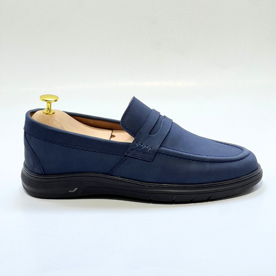 Mocassins Alonzo cuir 100% nubuck BLEU REF AZ643