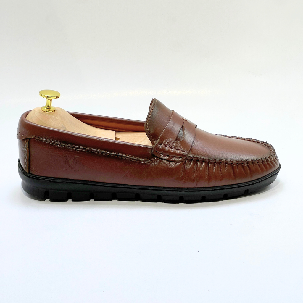 COLLEGE – Mocassins hommes 100% CUIR - MARRON - REF 2001