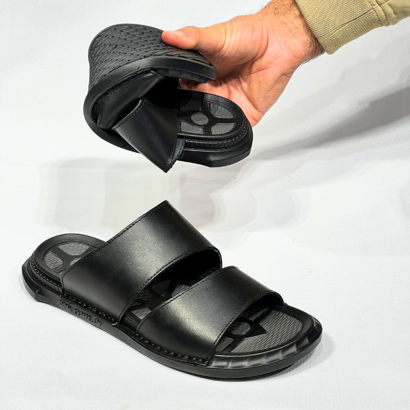 SANDALE MEDICAL EN CUIR 100% EN NOIR REF 218