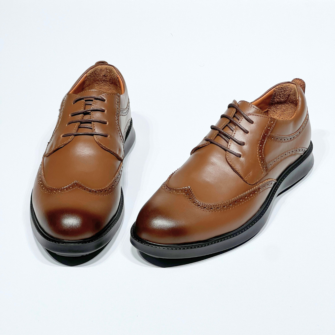 Chaussures Médicale Pour Homme 100% Cuir TABAC REF AZ022