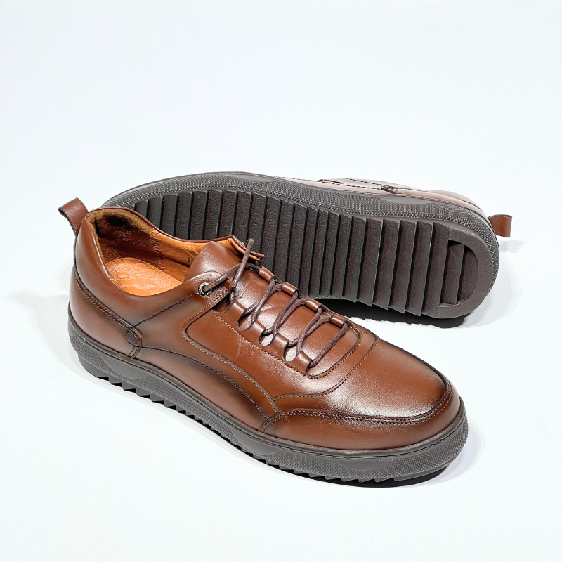 Basket Hommes Médical 100% cuir MARRON réf 081