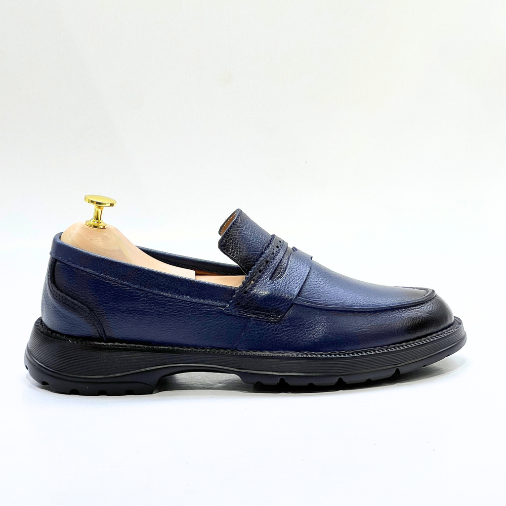 Mocassim Gravata Floater Ricardo Almeida Médical En Cuir 100% BLEU REF 1034