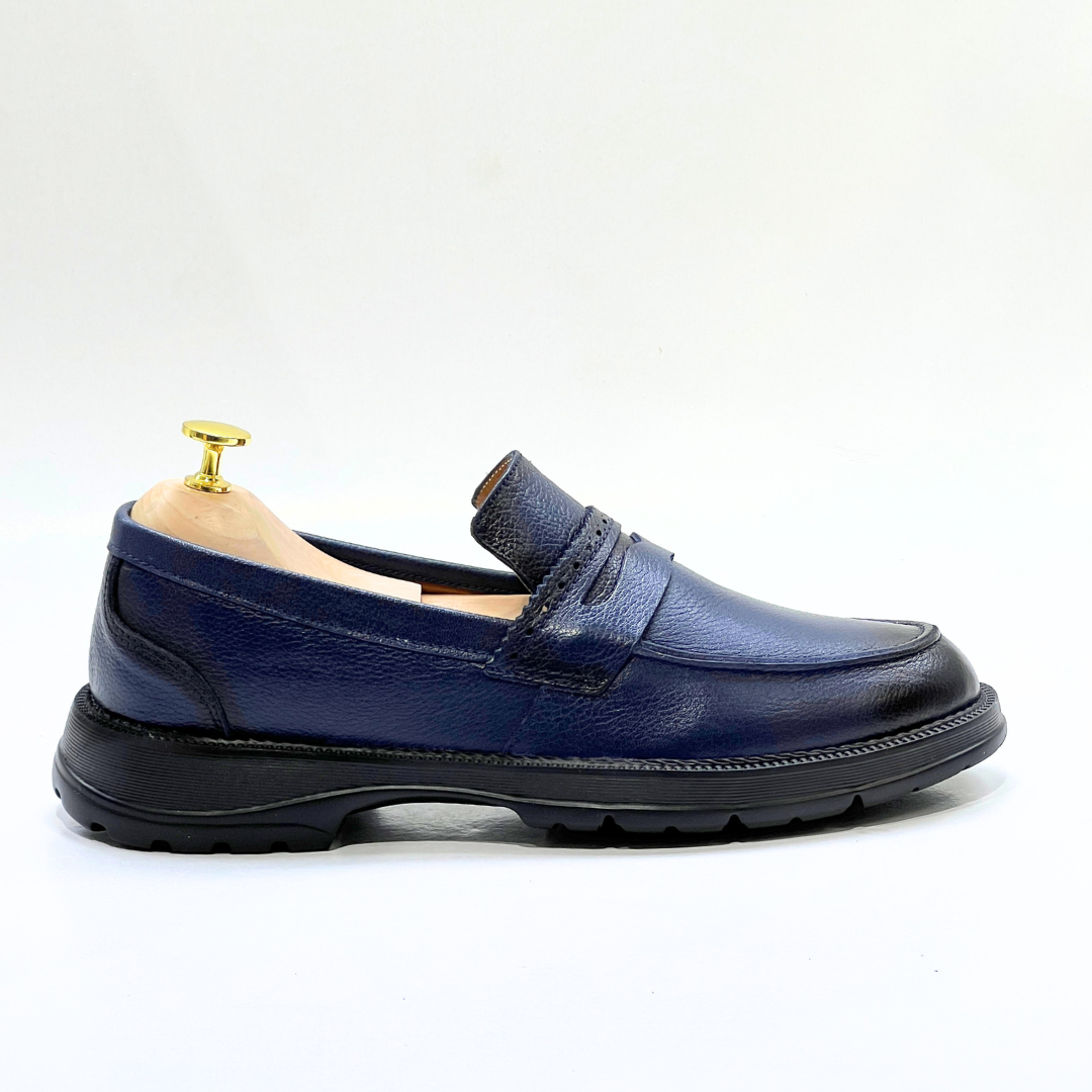 Mocassim Gravata Floater Ricardo Almeida Médical En Cuir 100% BLEU REF 1034