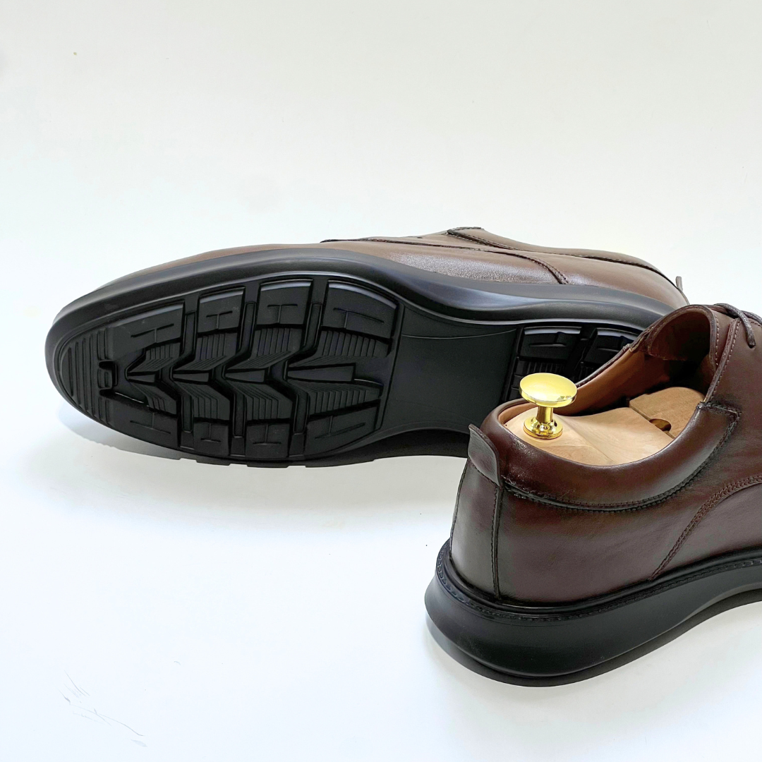 CHAUSSURES DE LUXE POUR HOMME MEDICAL 100% CUIR EN MARRON REF N014